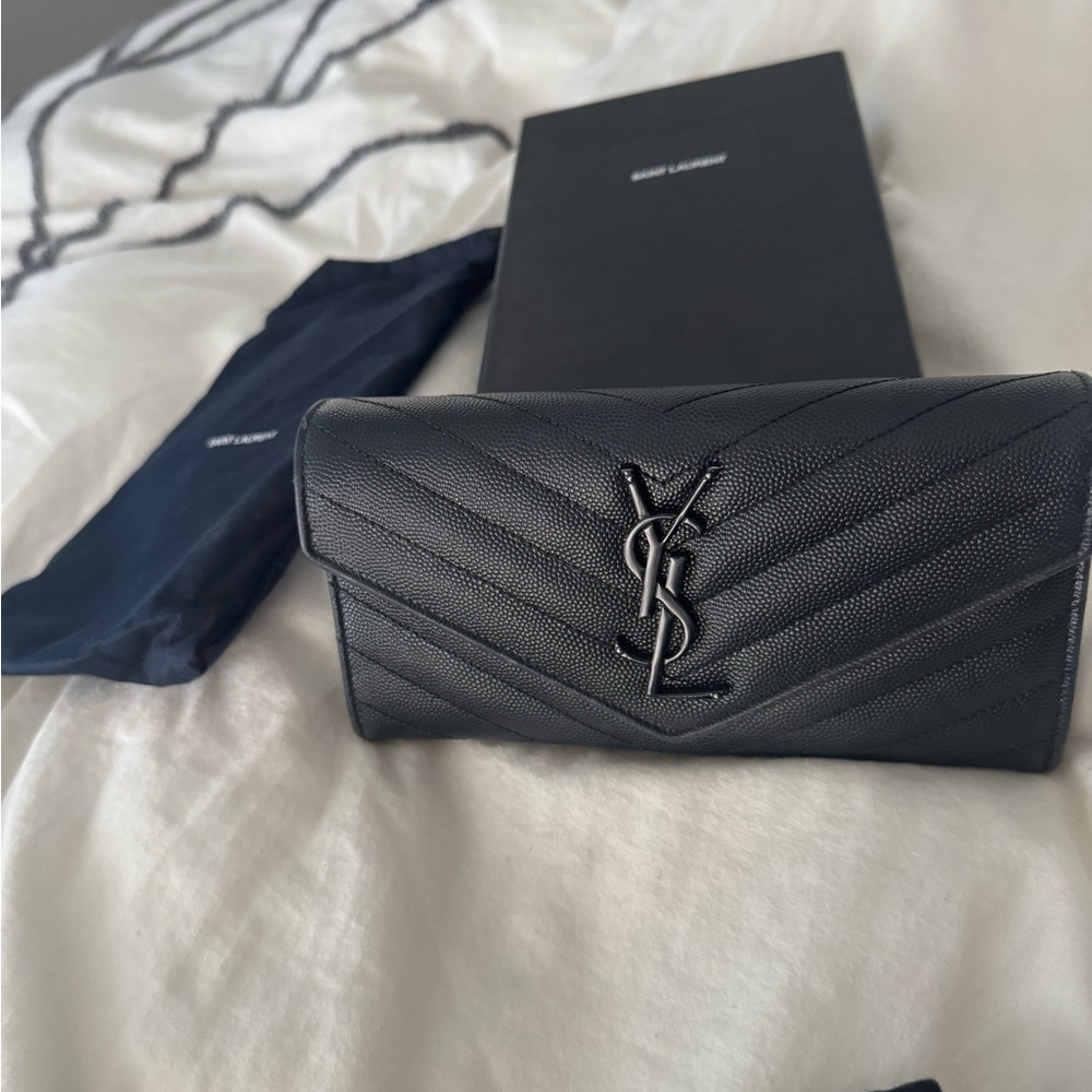 Saint Laurent Black Quilted Leather Wallet
